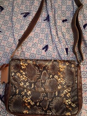 Brown Snake-Print Crossbody Bag - Women Bags